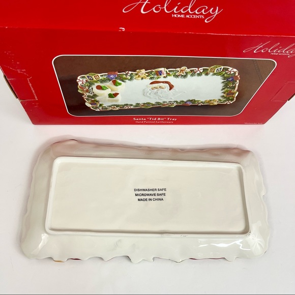 Holiday Home Accents Santa “Tid Bit” Tray Hand Painted Earthenware - Picture 6 of 7